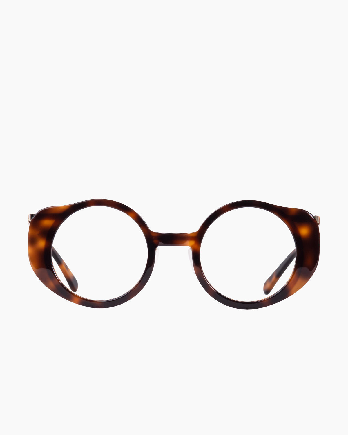 tortoise metal round eyeglasses by Gamine model MaskSödermalm, front view, lunettes de vue rond couleur Écaille de tortue