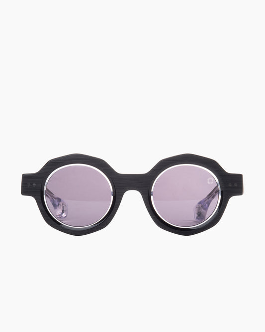 black plastic octogon sunglassesby Blake Kuwahara model bk1029, front view, lunettes de vue octogone couleur noir