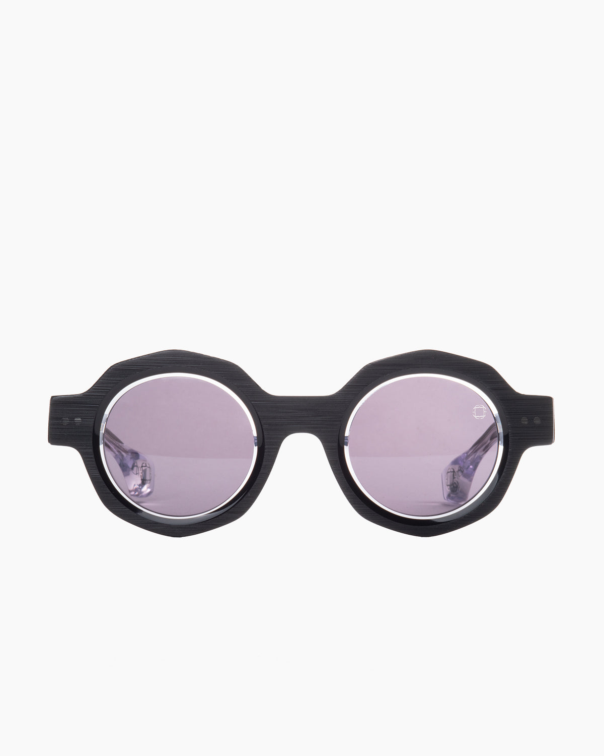 black plastic octogon  sunglassesby Blake Kuwahara model bk1029, front view, lunettes de vue octogone couleur noir