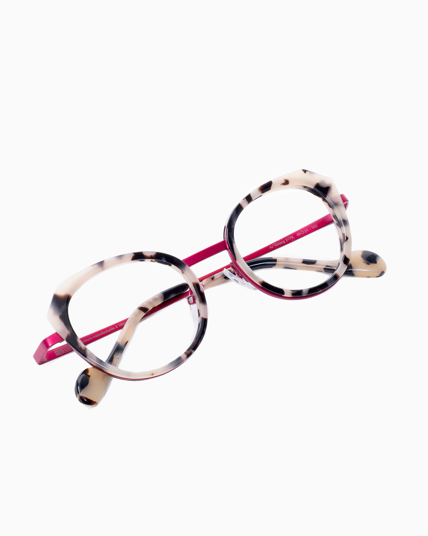 tortoise metal cat eyeglasses by Nao Ned model ArValueg, front view, lunettes de vue chat couleur écaille de tortue