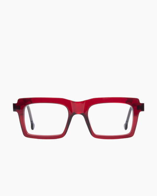 burgundy plastic rectangle eyeglasses by Marie-Sophie Dion model Jofa, front view, lunettes de vue rectangle couleur bourgogne