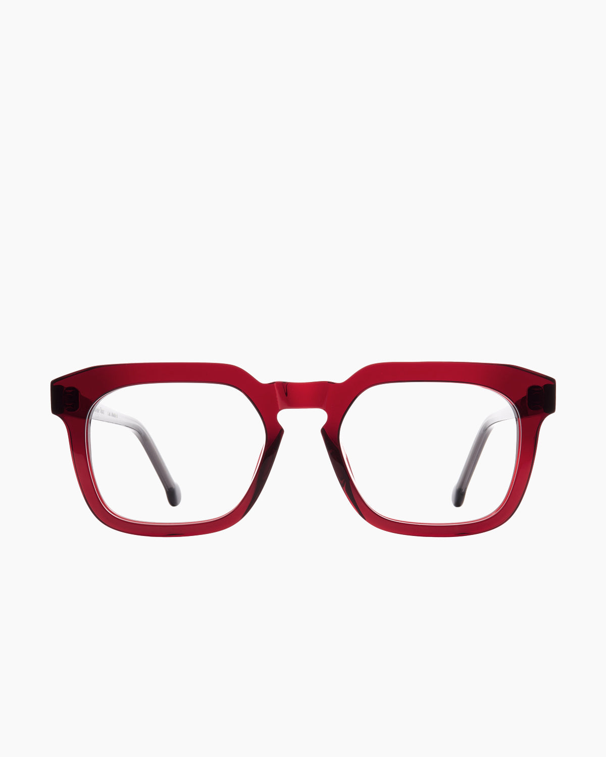 burgundy plastic rectangle eyeglasses by Marie-Sophie Dion model Etcheverry, front view, lunettes de vue rectangle couleur bourgogne