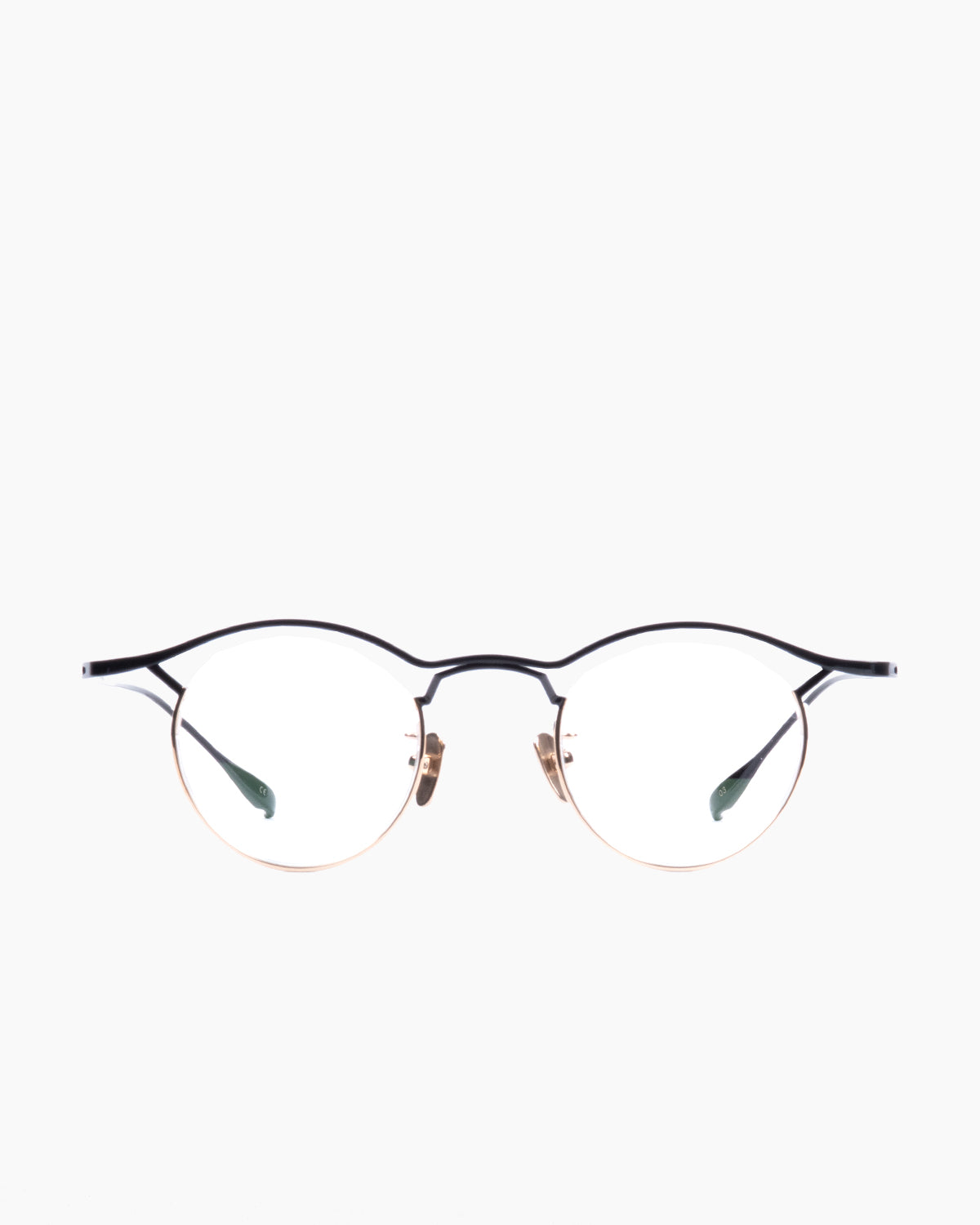 gold metal round eyeglasses by Factory 900 model MF001, front view, lunettes de vue rond couleur or