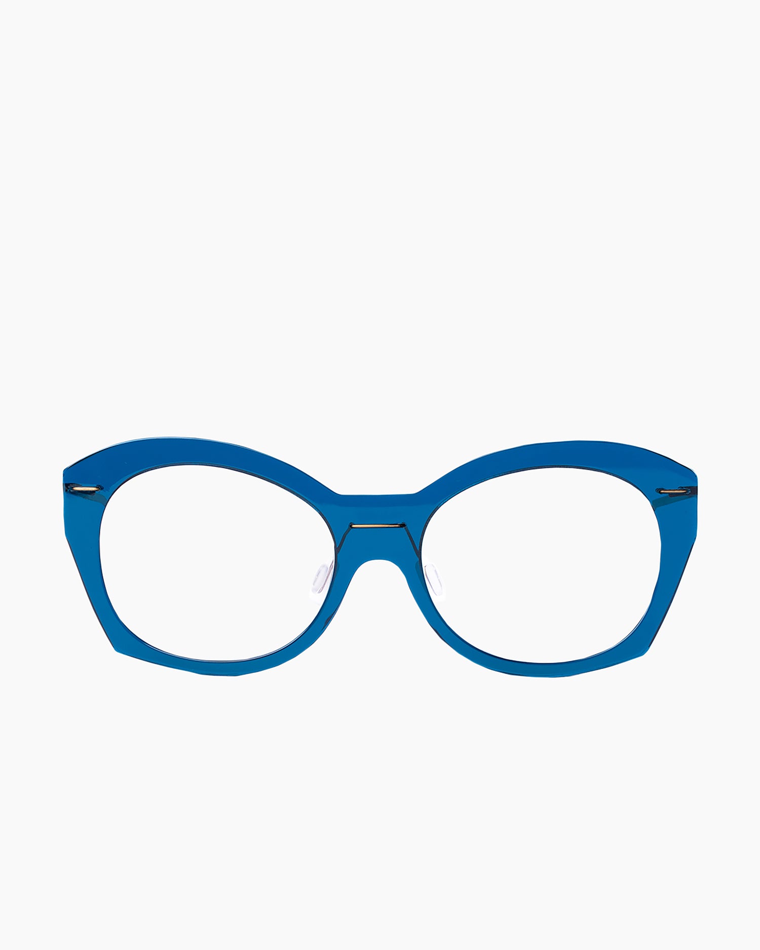 blue plastic oval eyeglasses by Monogram Marie-Sophie Dion model Arpin, front view, lunettes de vue ovale couleur Bleu