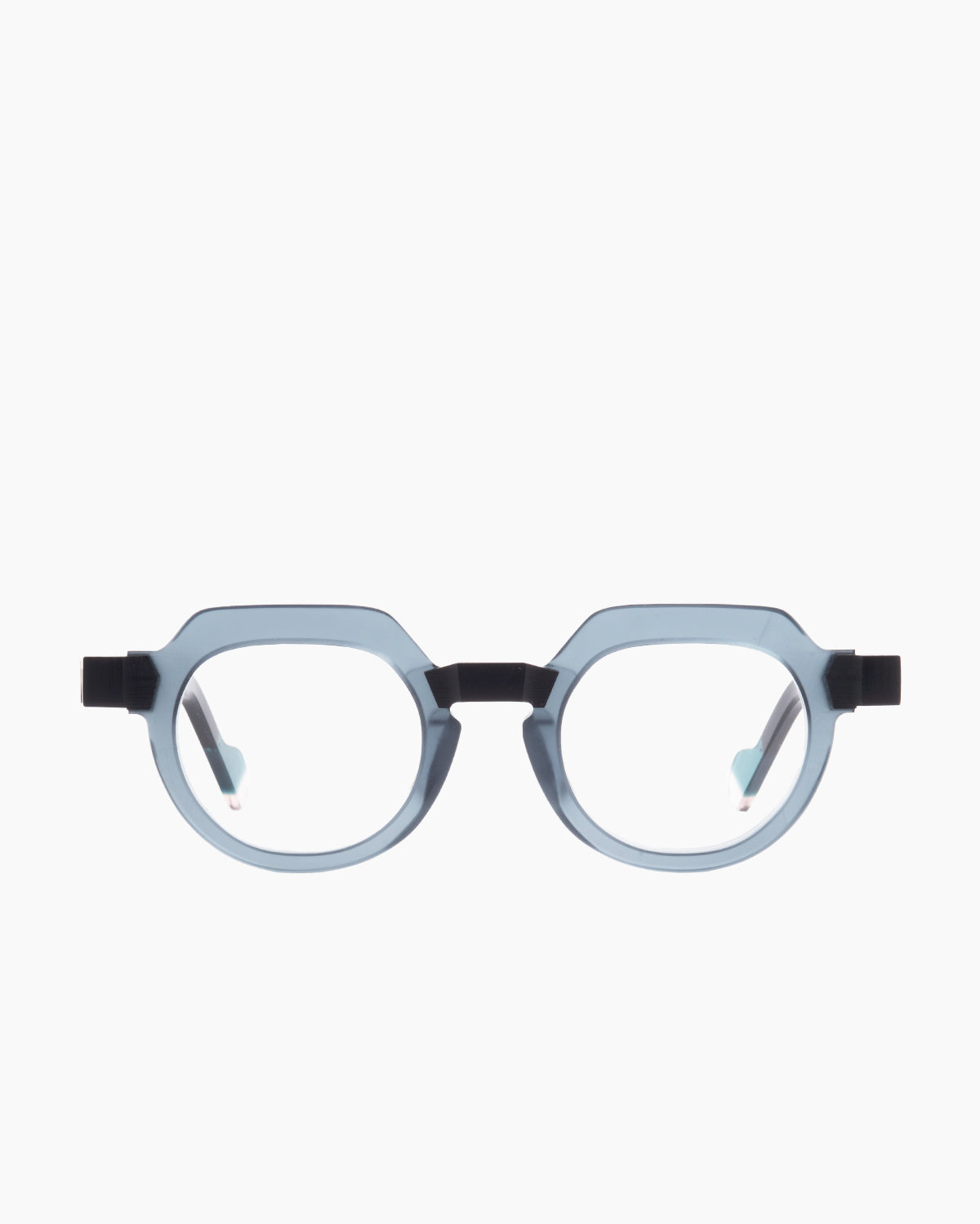 grey plastic round eyeglasses by Anne et Valentin model raw6, front view, lunettes de vue rond couleur Gris
