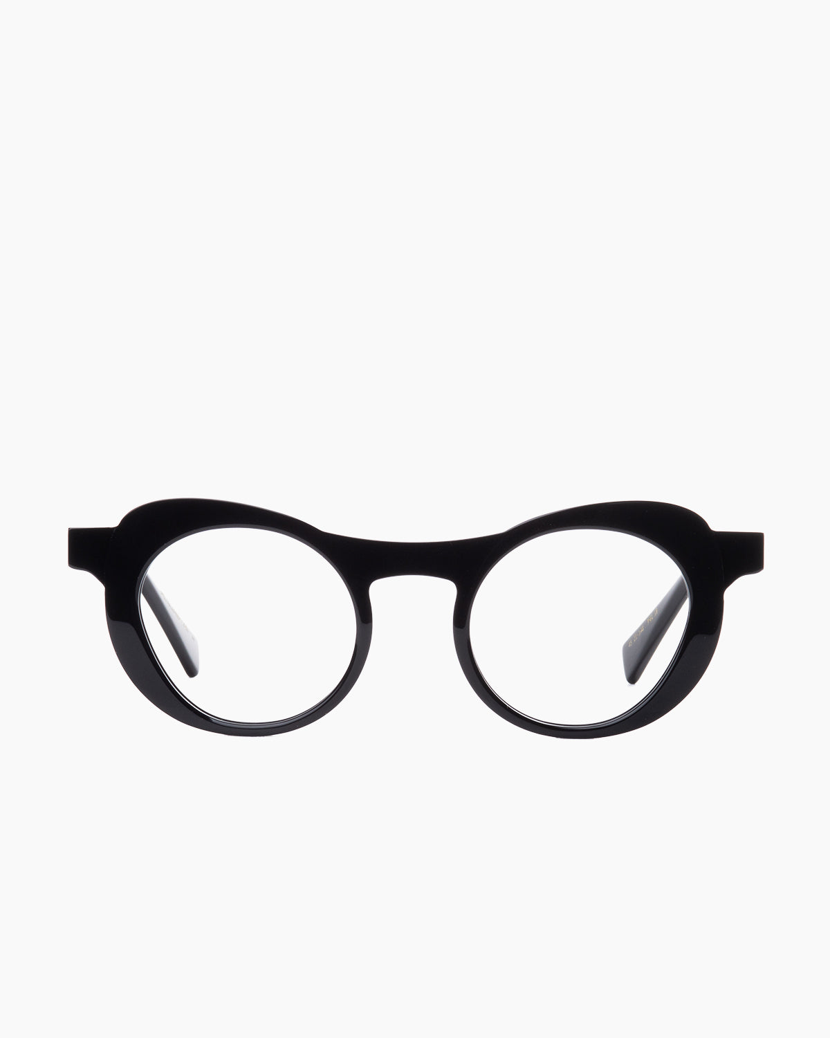 black plastic cat eyeglasses by Gamine model Pigalle, front view, lunettes de vue chat couleur noir