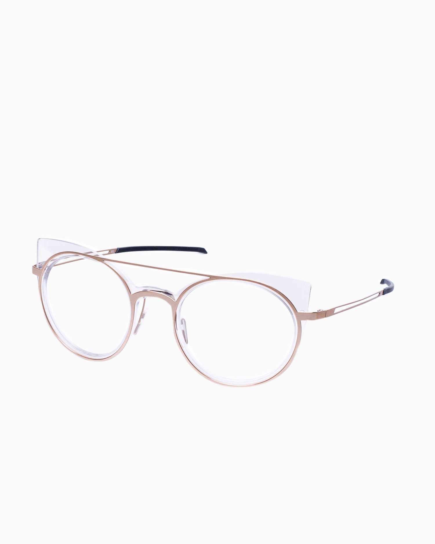 gold metal round eyeglasses by Parasite model ar3, front view, lunettes de vue rond couleur or