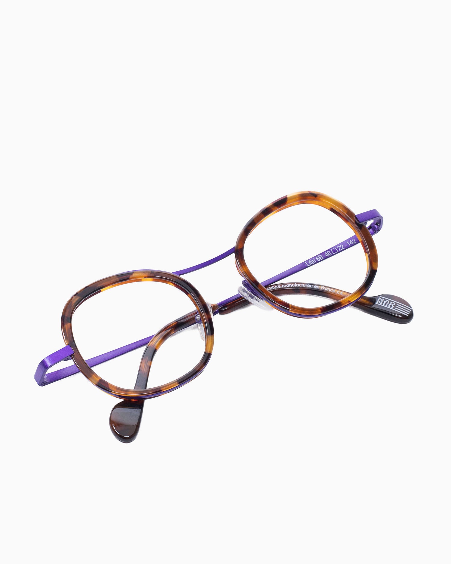 tortoise metal oval eyeglasses by Nao Ned model litiri, front view, lunettes de vue ovale couleur Écaille de tortue