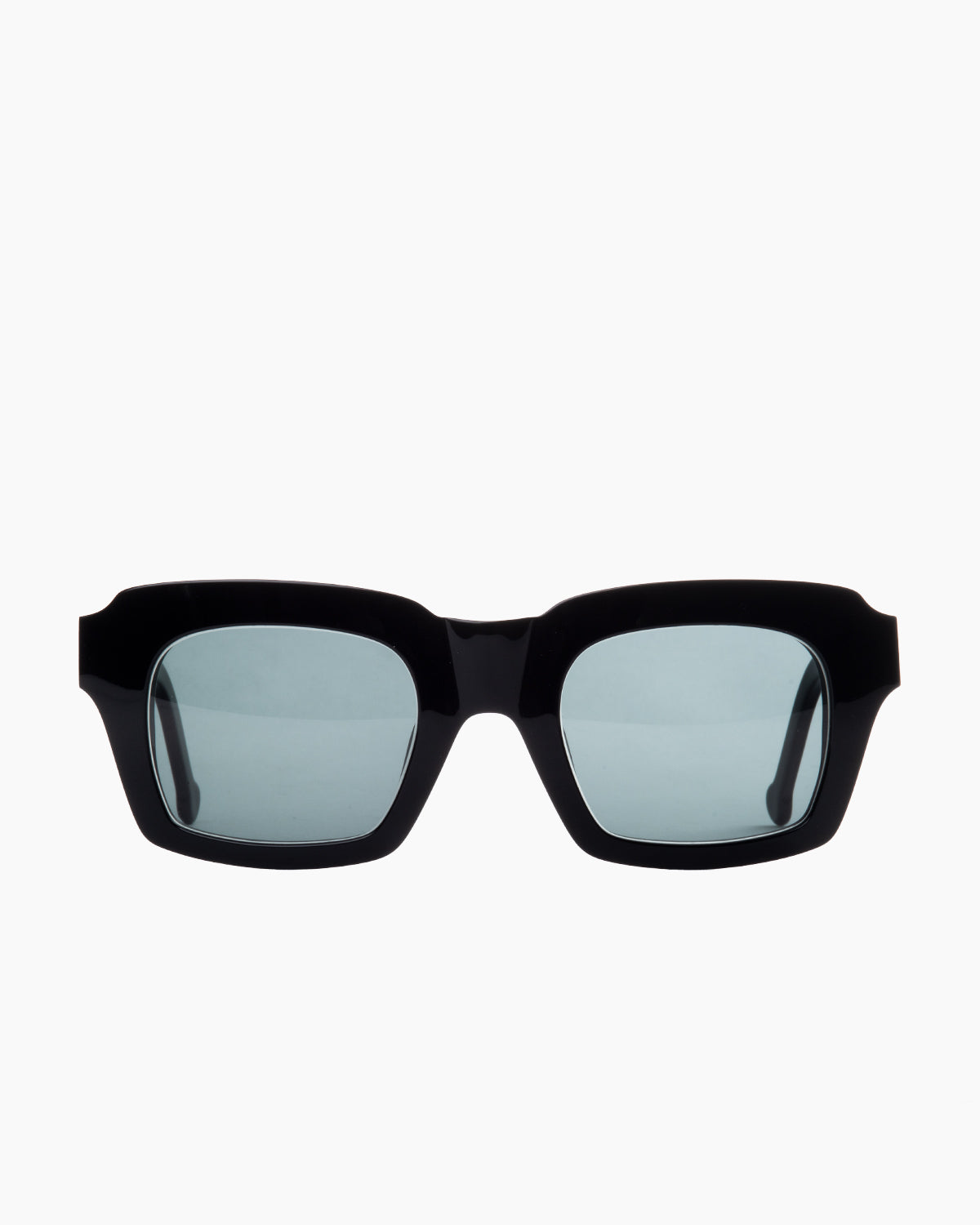 black plastic rectangle  sunglassesby Marie-Sophie Dion model Downey, front view, lunettes de vue rectangle couleur Noir