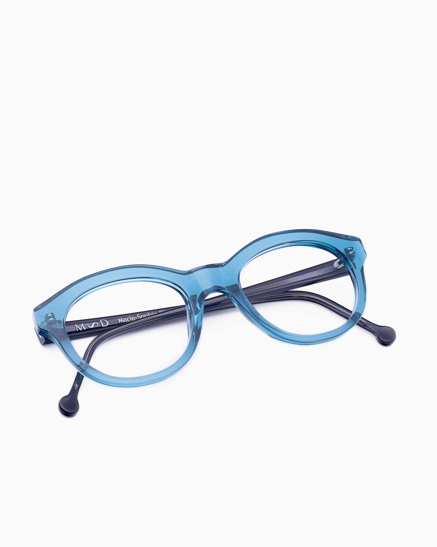 blue plastic oval eyeglasses by Marie-Sophie Dion model Claus, front view, lunettes de vue ovale couleur Bleu