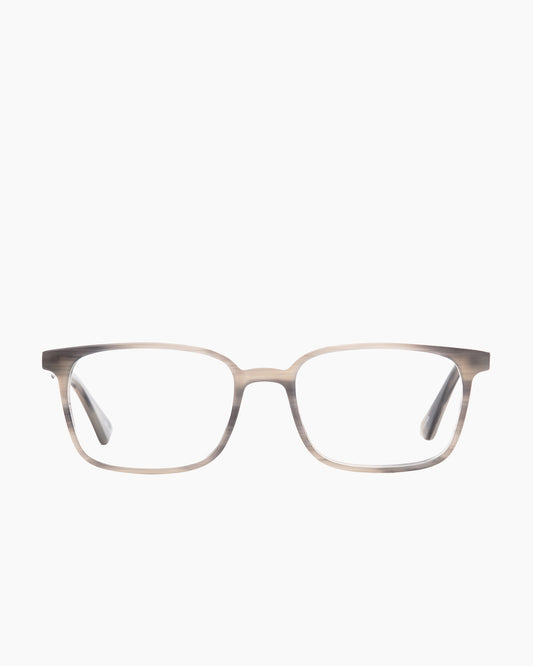 grey plastic rectangle eyeglasses by Evolve model Benton, front view, lunettes de vue rectangle couleur gris