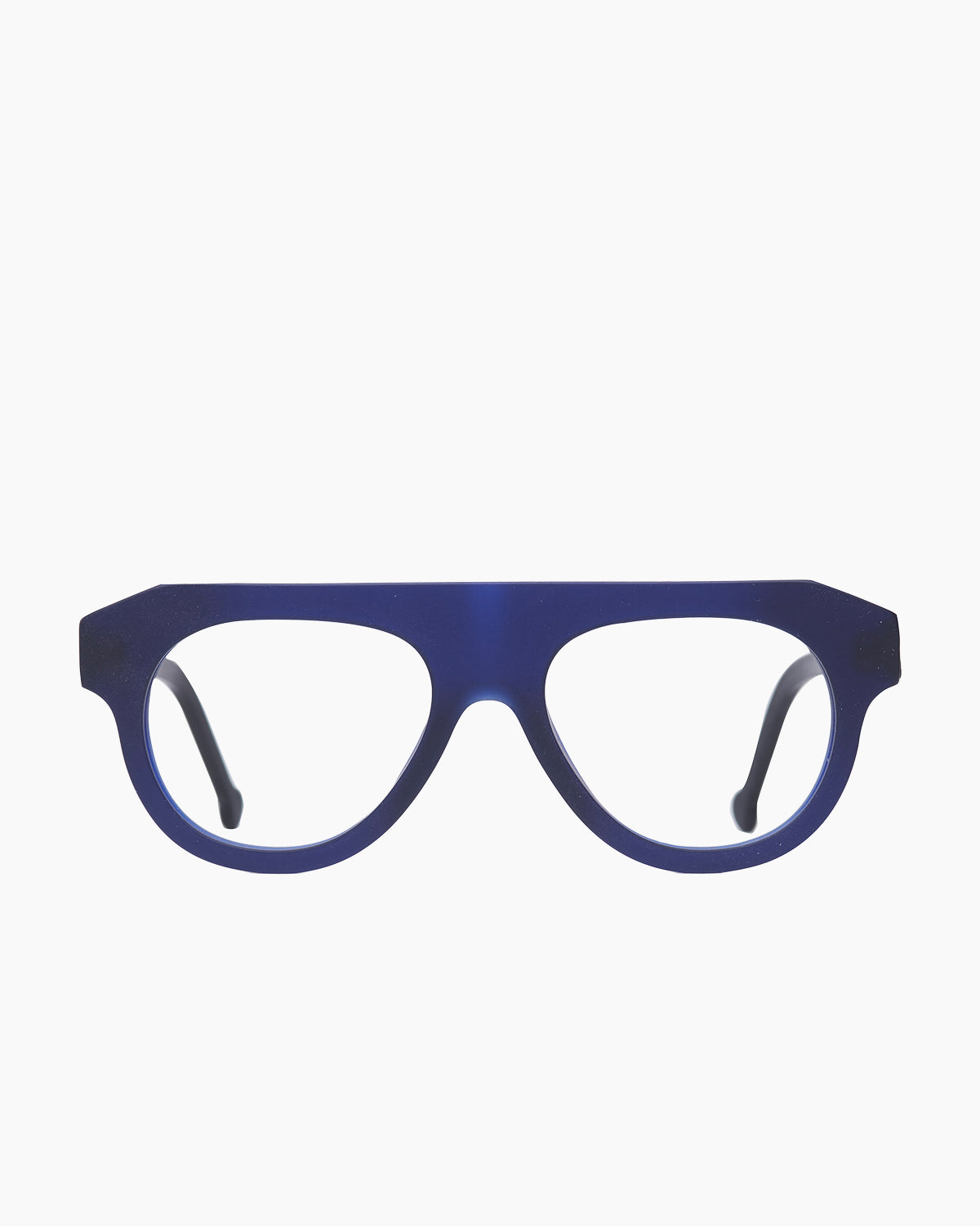 blue plastic aviator eyeglasses by Marie-Sophie Dion model McNally, front view, lunettes de vue aviateur couleur Bleu