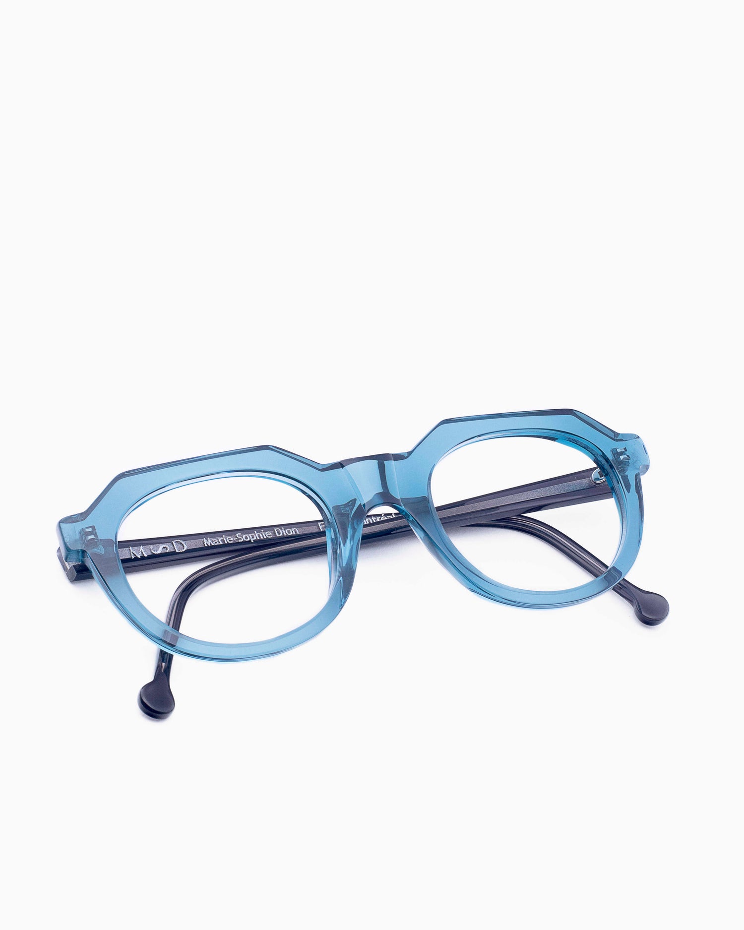 blue plastic oval eyeglasses by Marie-Sophie Dion model Boutcheri, front view, lunettes de vue ovale couleur Bleu