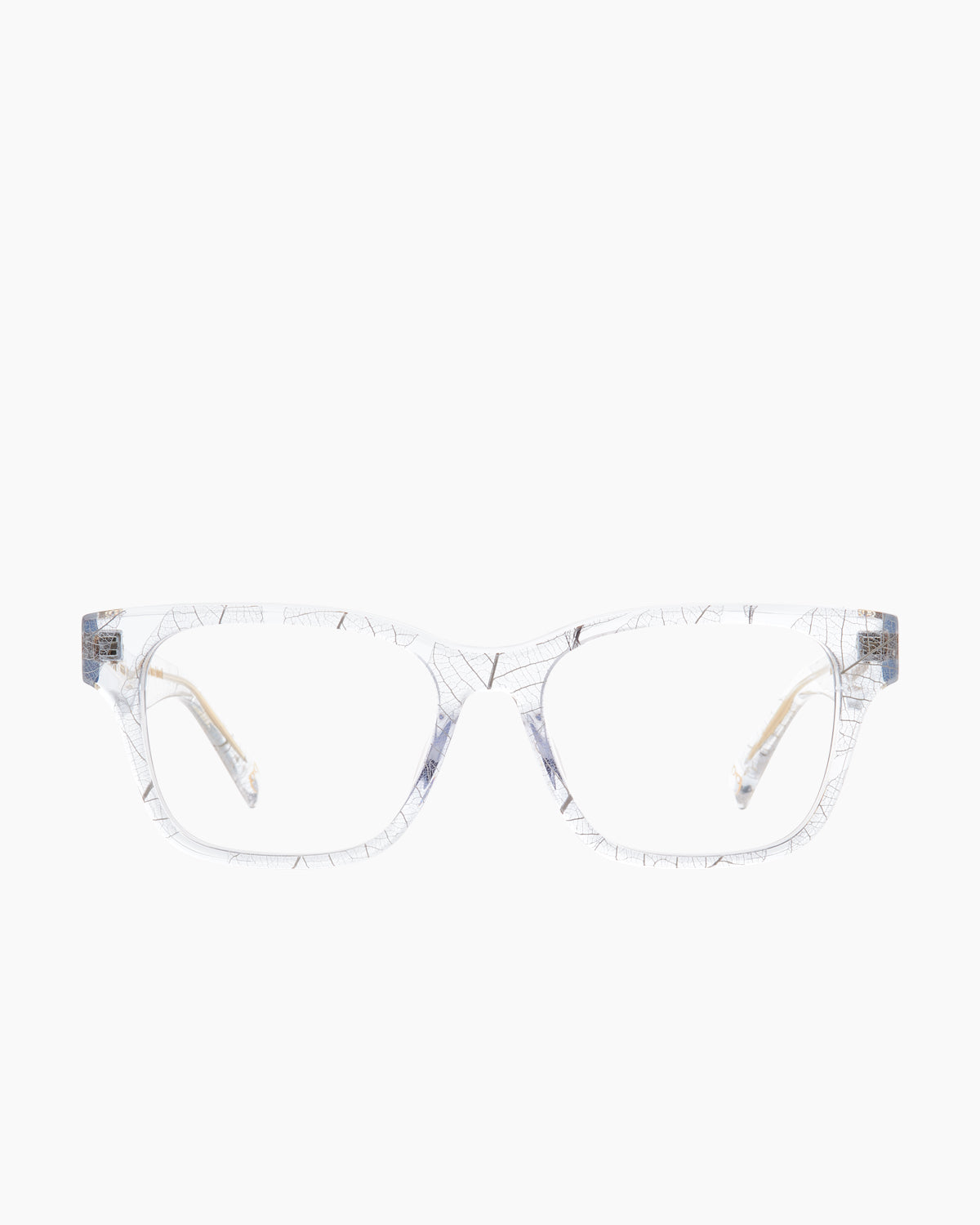 crystal plastic rectangle eyeglasses by Spectacleeyeworks model Camden, front view, lunettes de vue rectangle couleur cristal
