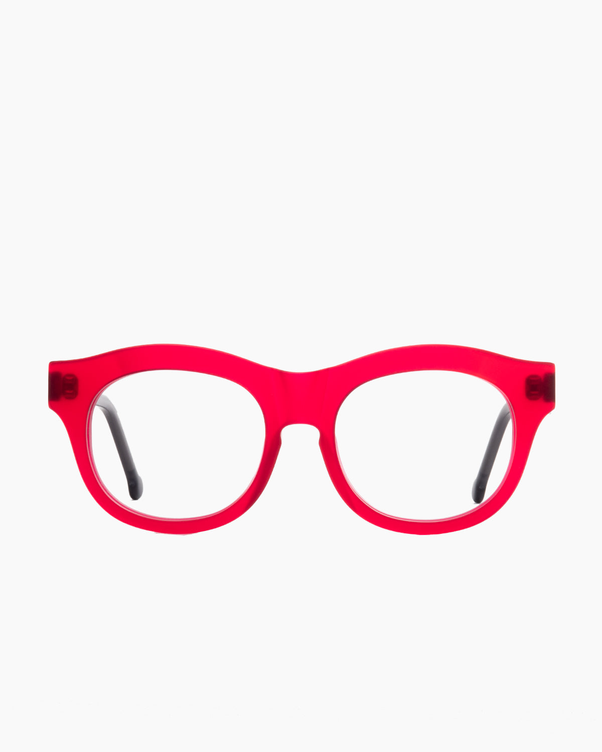 pink plastic round eyeglasses by Marie-Sophie Dion model Carette, front view, lunettes de vue rond couleur rose