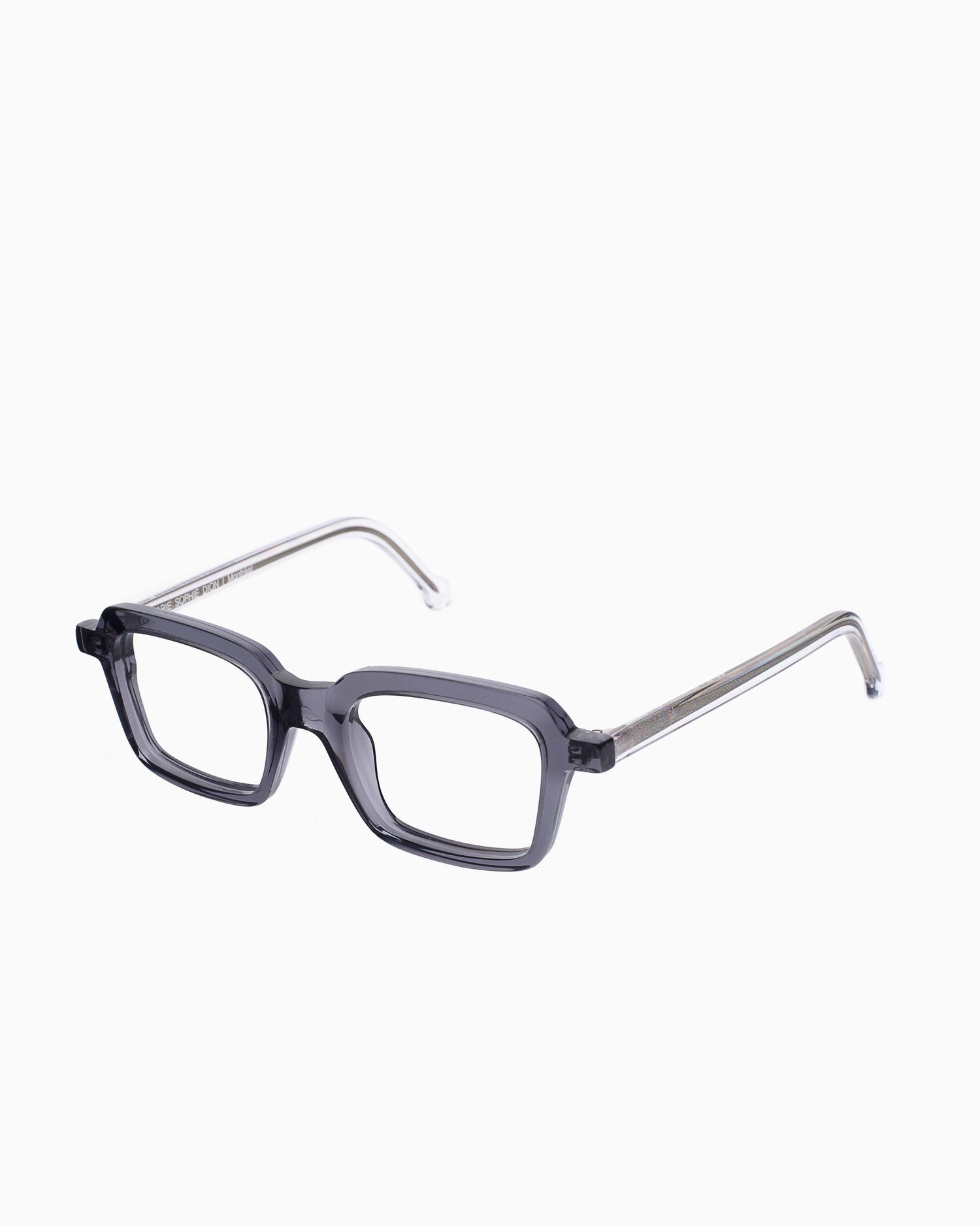 grey plastic rectangle eyeglasses by Marie-Sophie Dion model Duval, front view, lunettes de vue rectangle couleur Gris