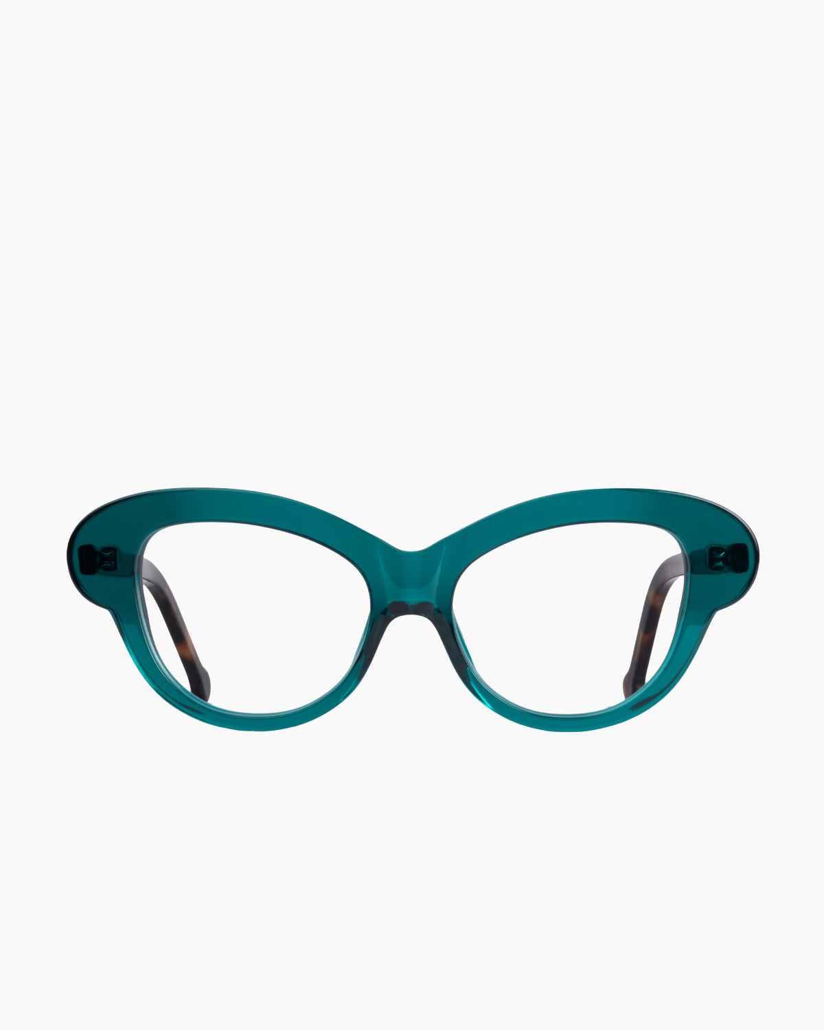 green plastic butterfly eyeglasses by Marie-Sophie Dion model Perrier, front view, lunettes de vue papillon couleur Vert
