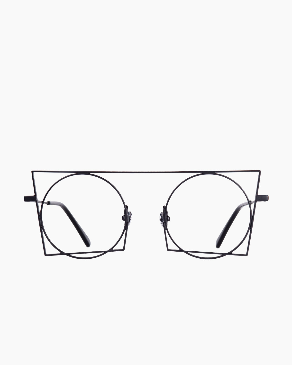 black metal round eyeglasses by Gamine model Florentin, front view, lunettes de vue rond couleur Noir