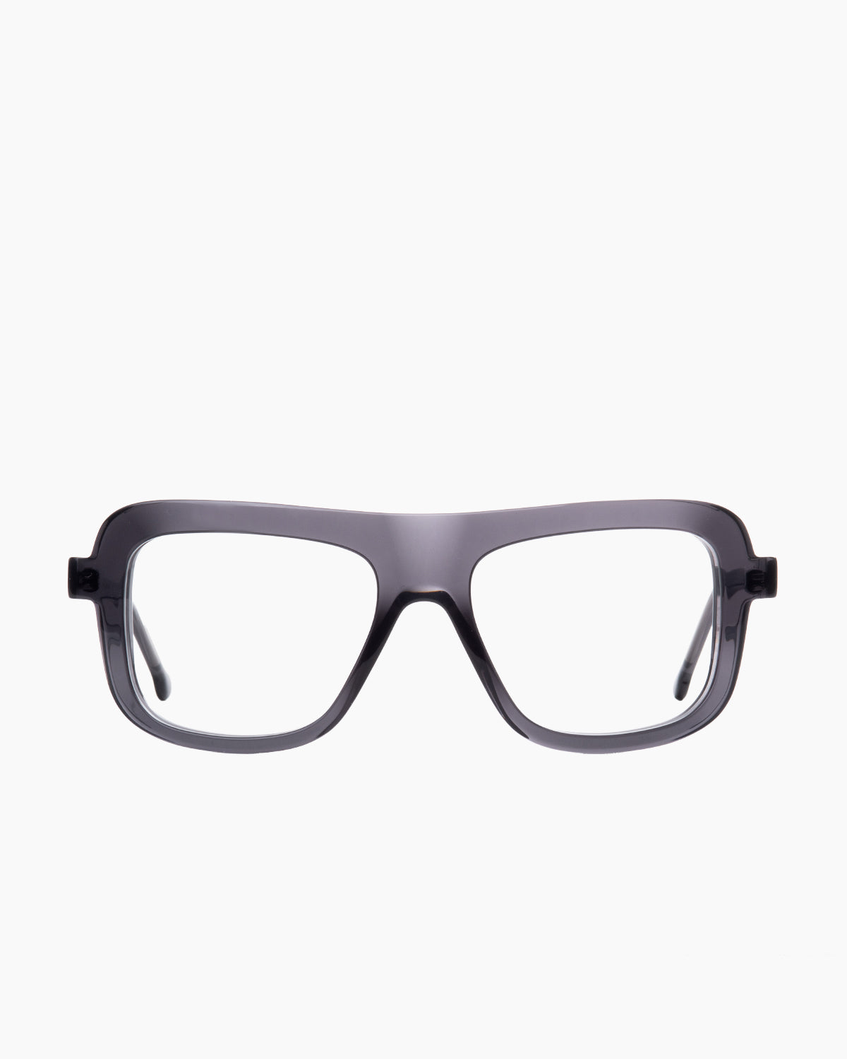 grey plastic aviator eyeglasses by Marie-Sophie Dion model Serge, front view, lunettes de vue aviateur couleur gris