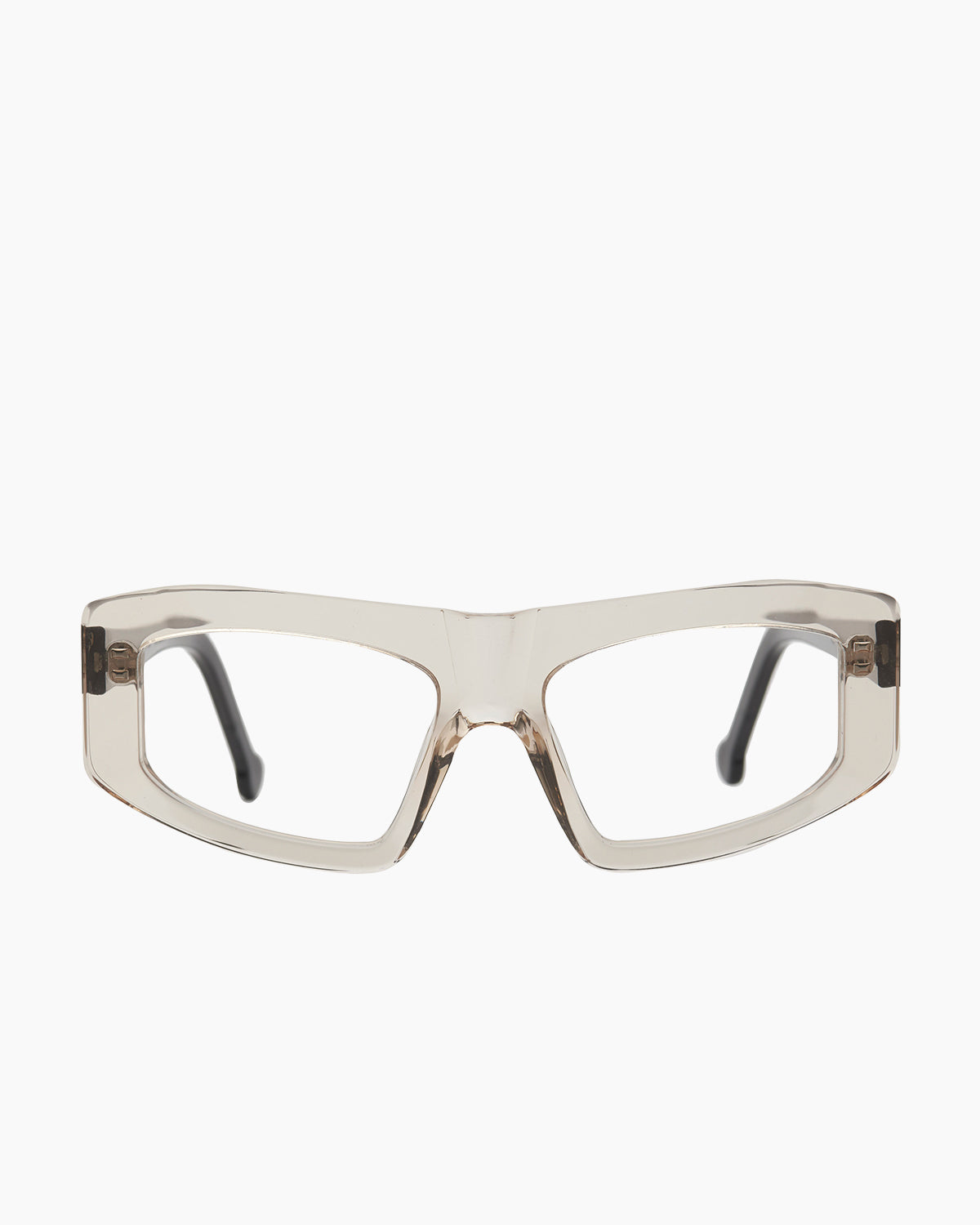 pink, beige plastic rectangle eyeglasses by Marie-Sophie Dion model Marquis, front view, lunettes de vue rectangle couleur rose, beige