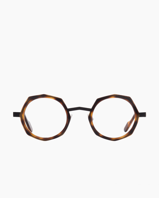tortoise metal octogon eyeglasses by Anne et Valentin model Flamingo, front view, lunettes de vue octogone couleur Écaille de tortue