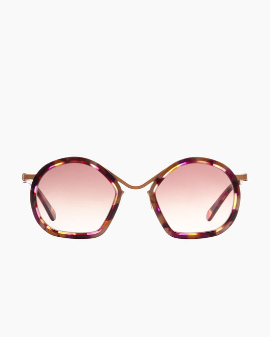 tortoise metal oval  sunglassesby Gamine model Lombard Street s, front view, lunettes de vue ovale couleur écaille de tortue