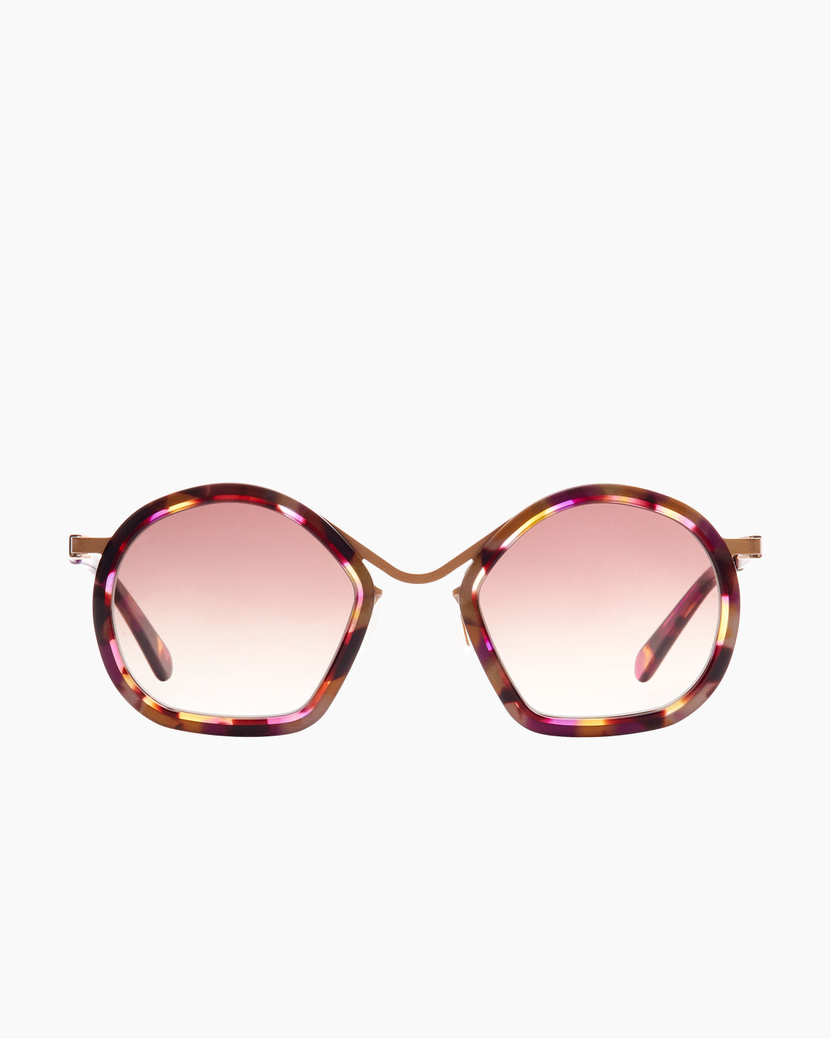 tortoise metal oval  sunglassesby Gamine model Lombard Street s, front view, lunettes de vue ovale couleur écaille de tortue