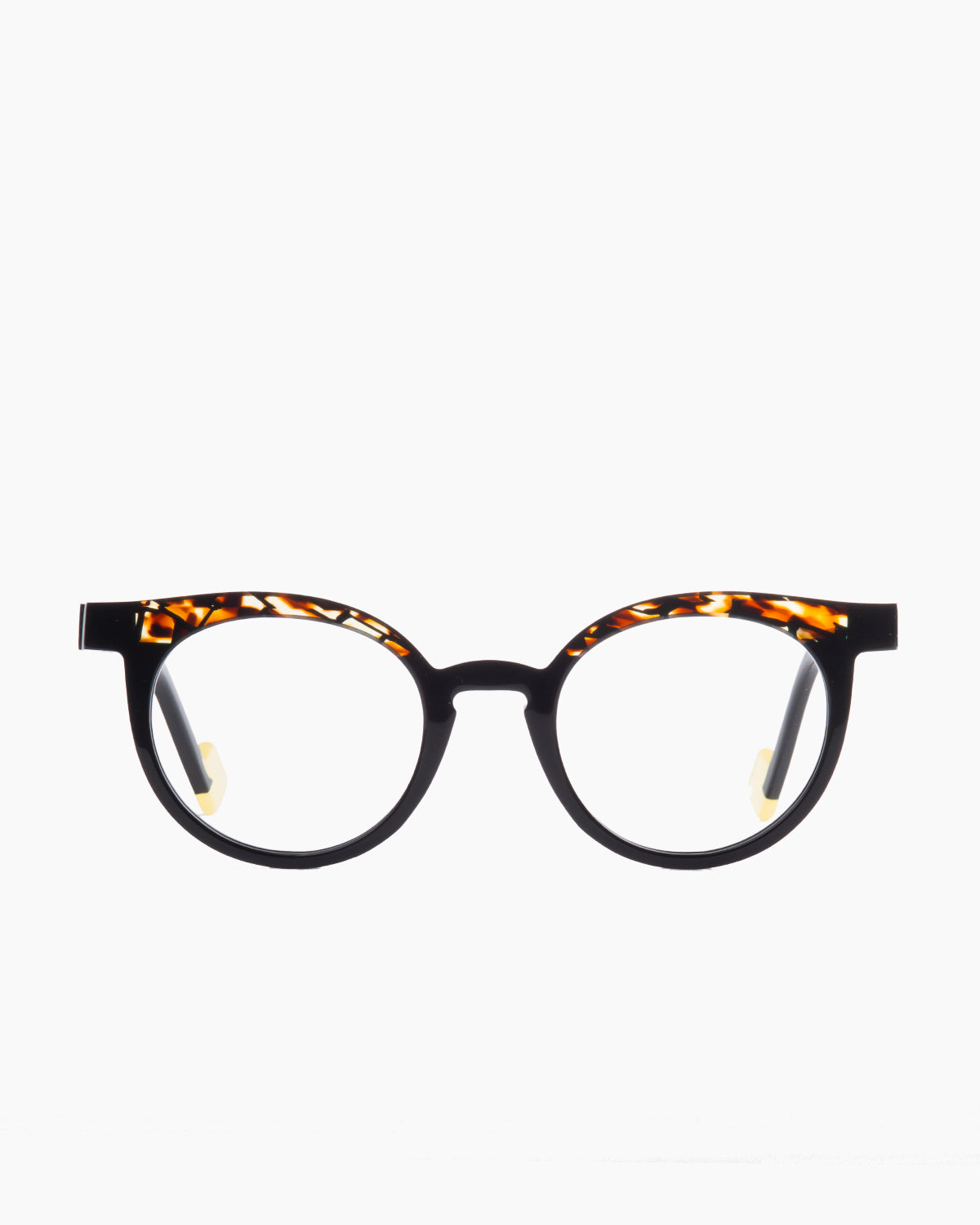 tortoise plastic round eyeglasses by Anne et Valentin model LEVEL, front view, lunettes de vue rond couleur Écaille de tortue