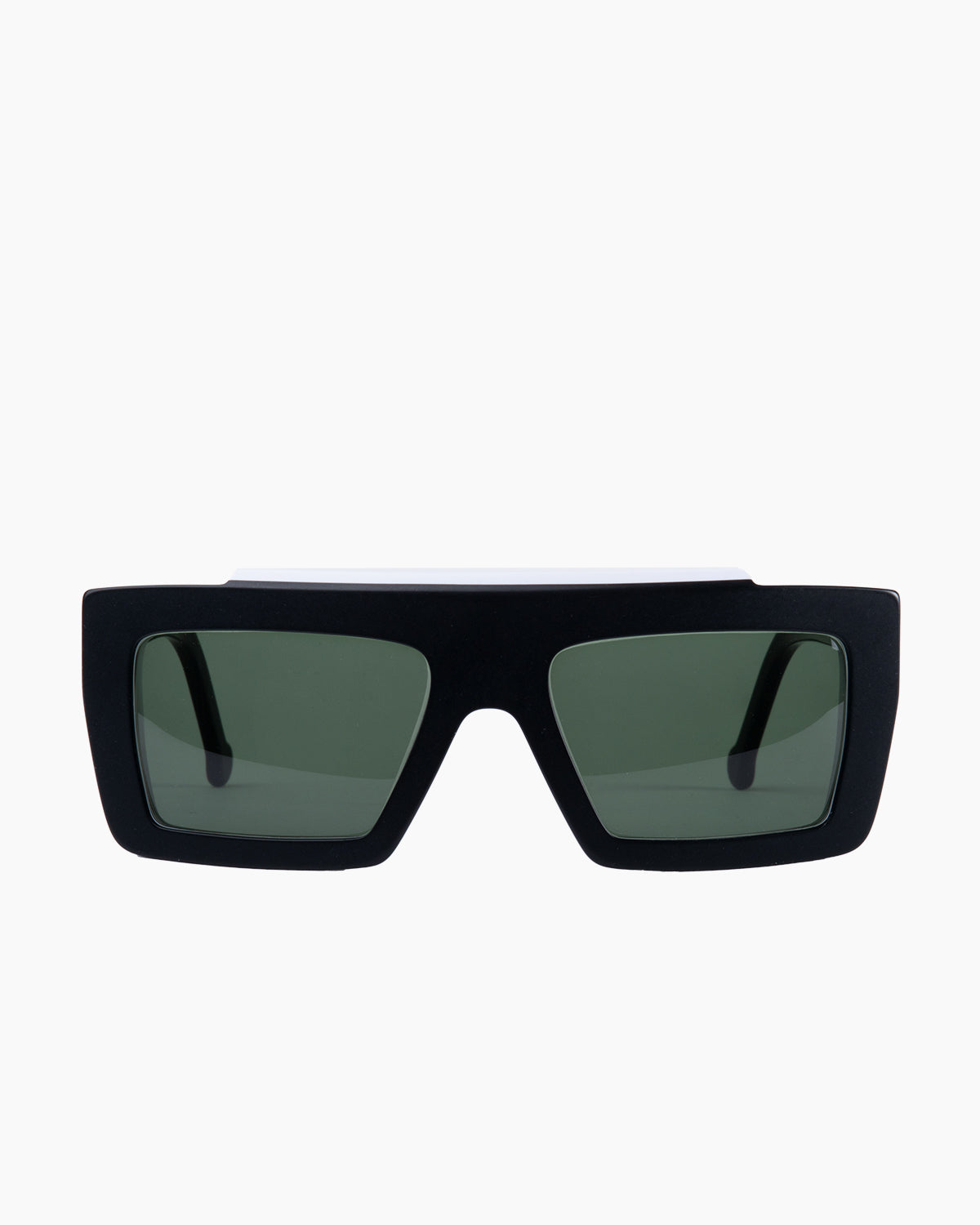 black plastic rectangle  sunglassesby Marie-Sophie Dion model DiCaprioS, front view, lunettes de vue rectangle couleur Noir