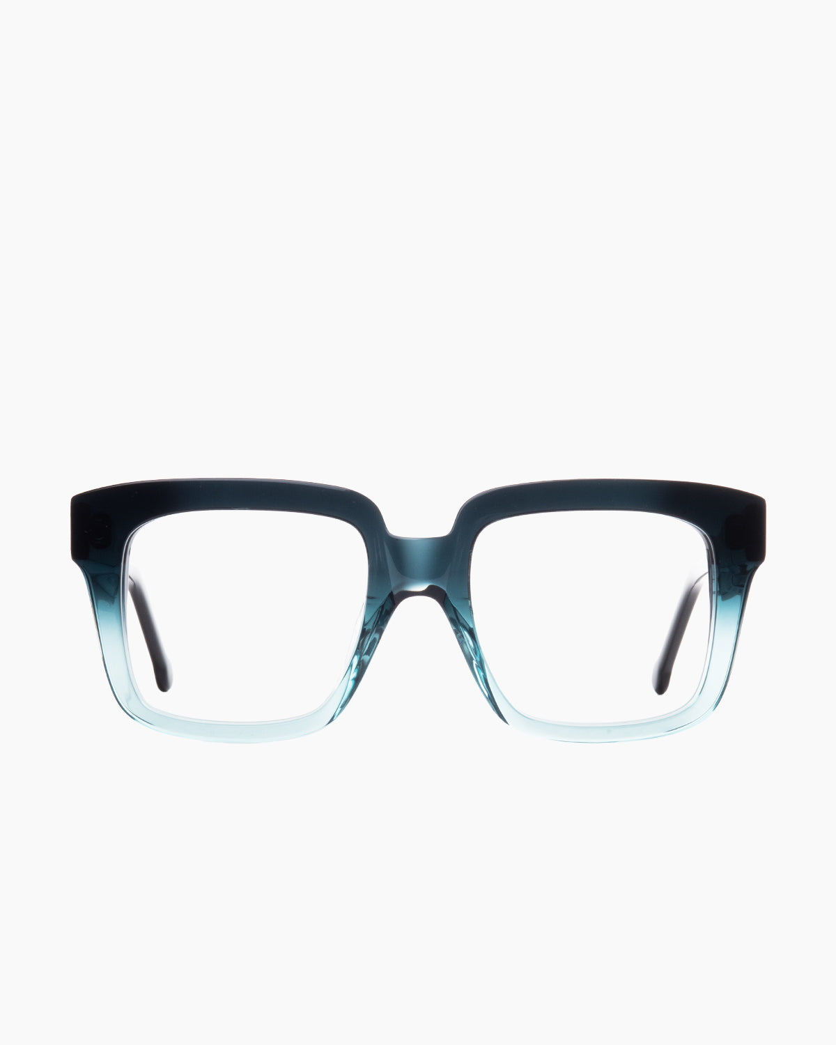 green plastic rectangle eyeglasses by Marie-Sophie Dion model Vimy, front view, lunettes de vue rectangle couleur vert