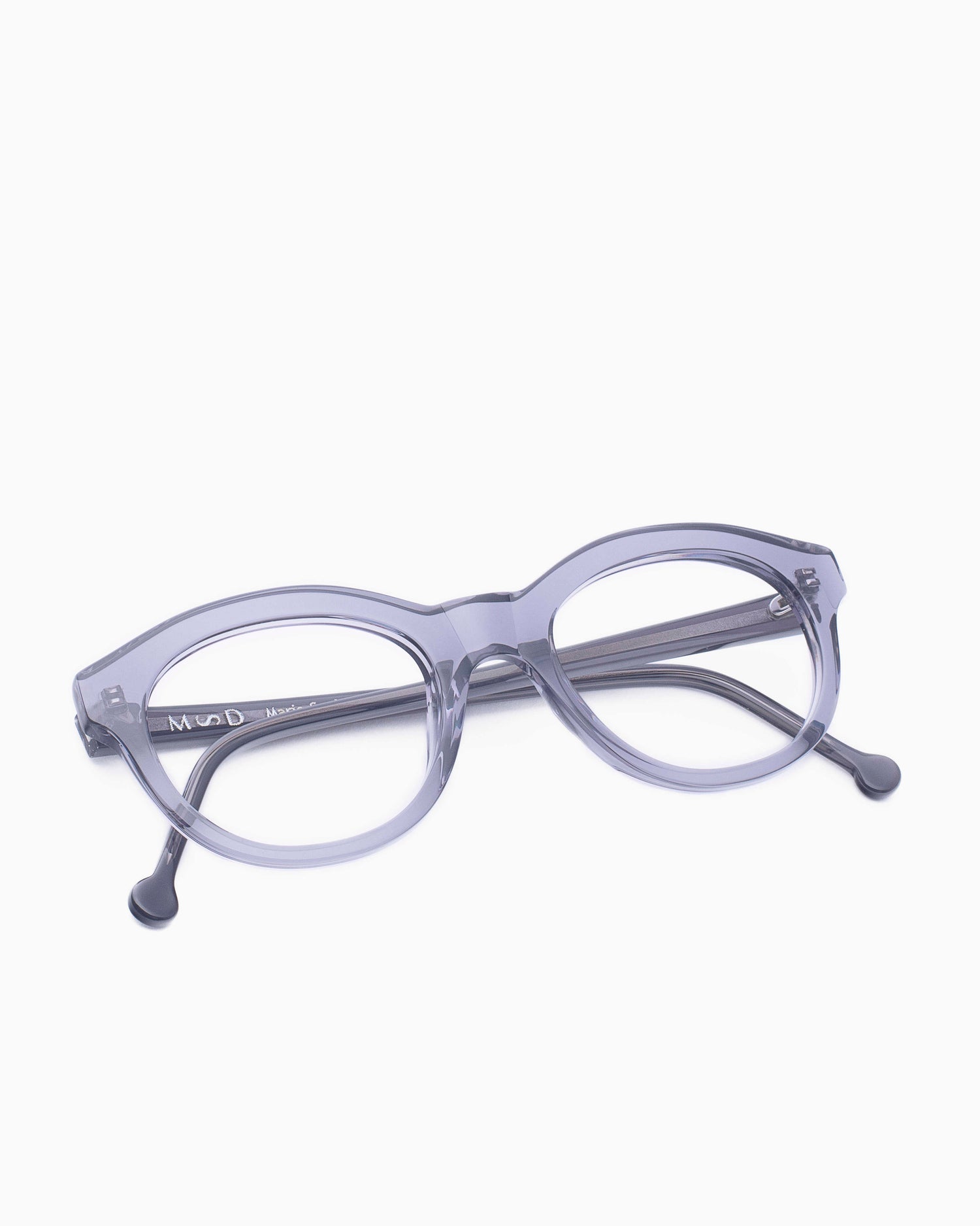 grey plastic oval eyeglasses by Marie-Sophie Dion model Claus, front view, lunettes de vue ovale couleur Gris