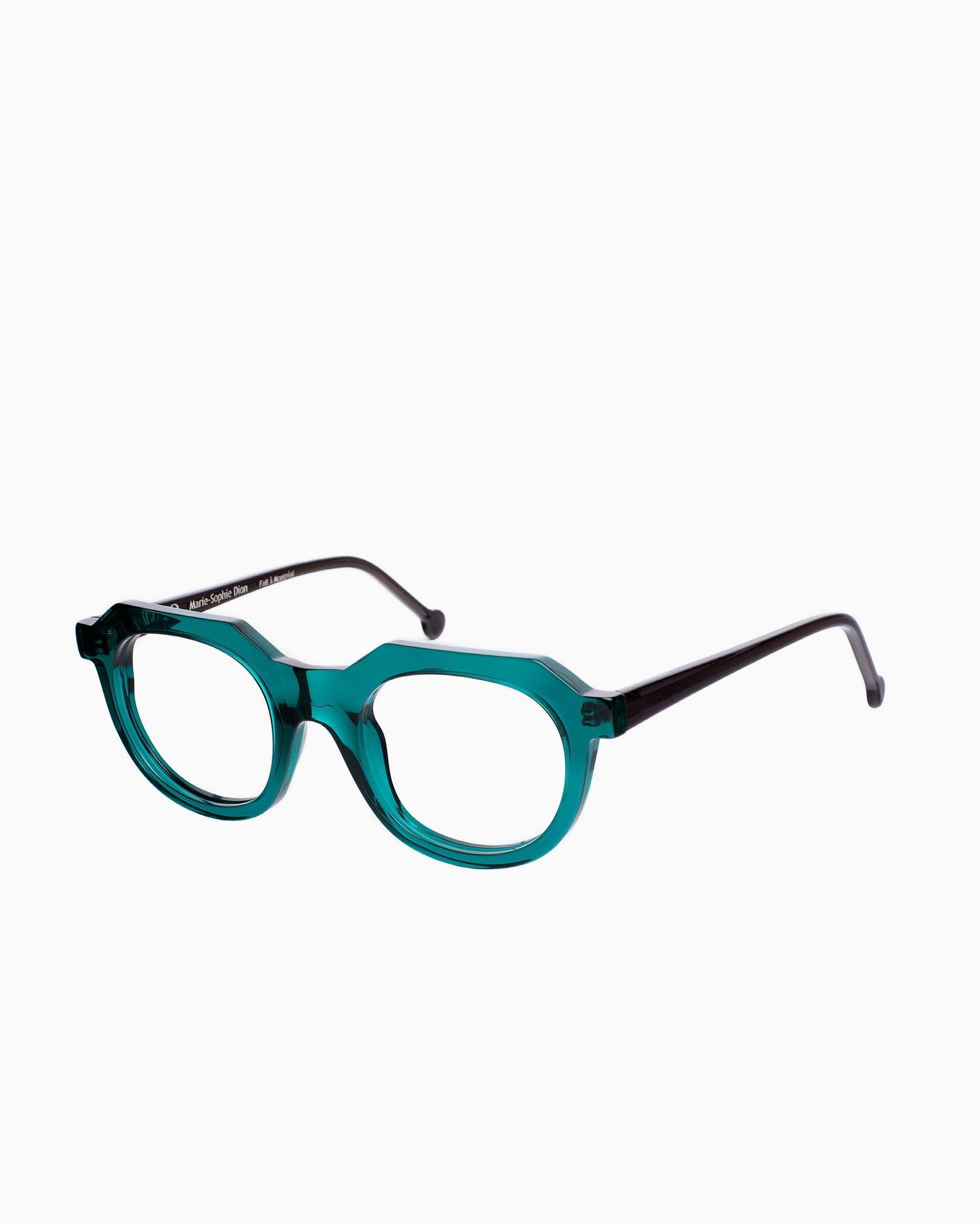 green plastic oval eyeglasses by Marie-Sophie Dion model Boutcheri4.0, front view, lunettes de vue ovale couleur Vert
