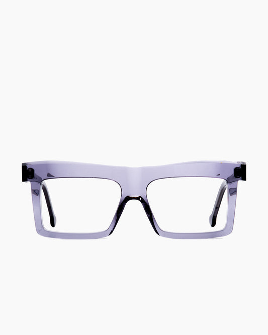grey plastic rectangle eyeglasses by Marie-Sophie Dion model Richard, front view, lunettes de vue rectangle couleur gris