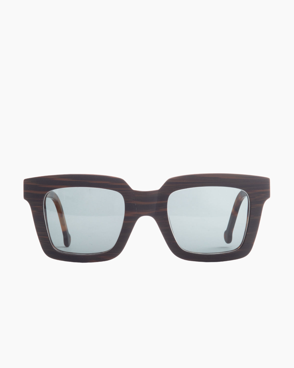 brown plastic rectangle  sunglassesby Marie-Sophie Dion model WilkySUN, front view, lunettes de vue rectangle couleur brun