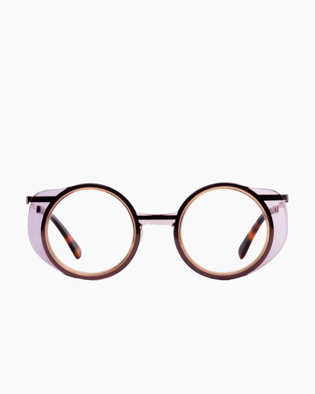 purple metal round eyeglasses by Gamine model MaskSödermalm, front view, lunettes de vue rond couleur violet