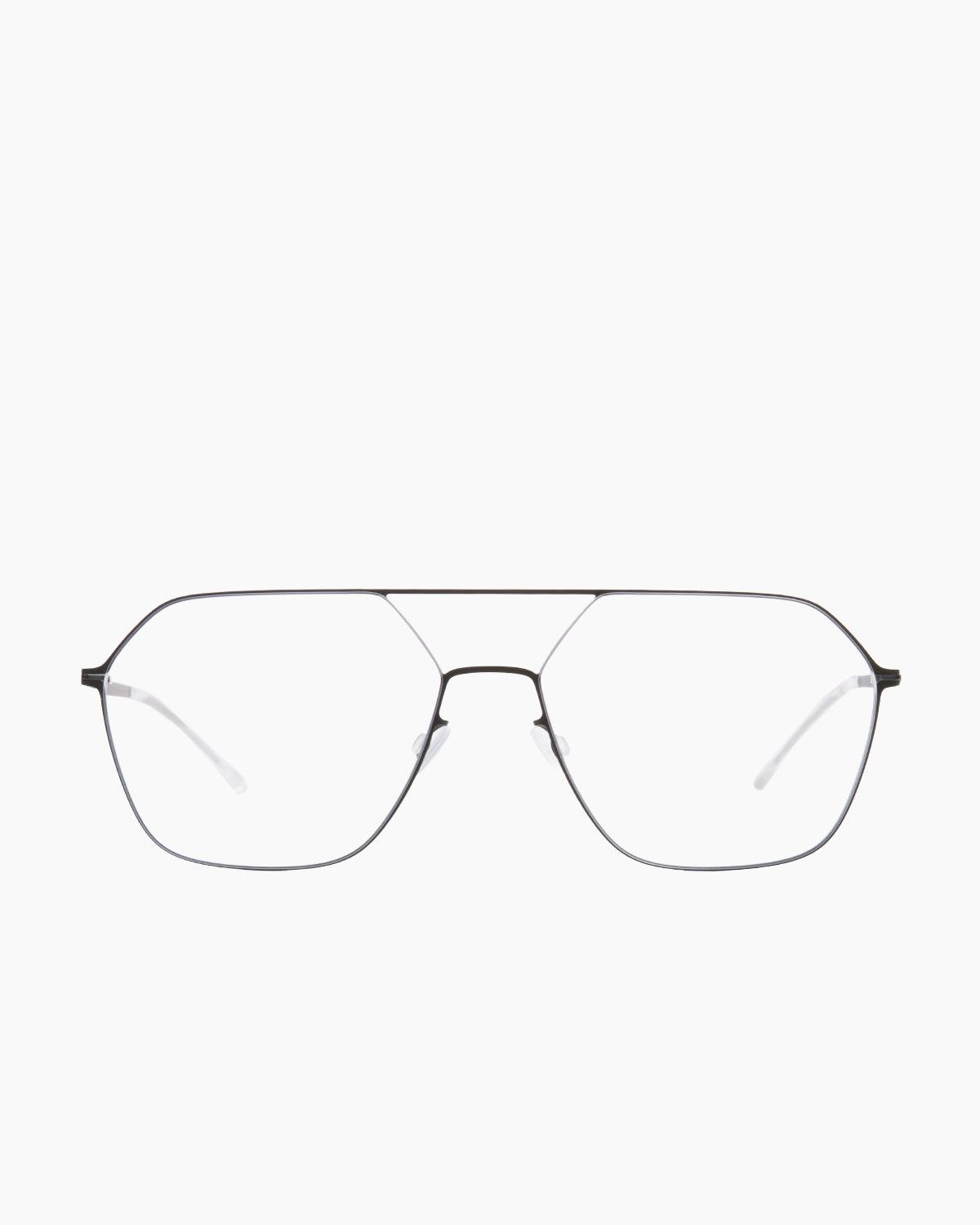green metal hexagon eyeglasses by Mykita model Jelva, front view, lunettes de vue hexagone couleur vert