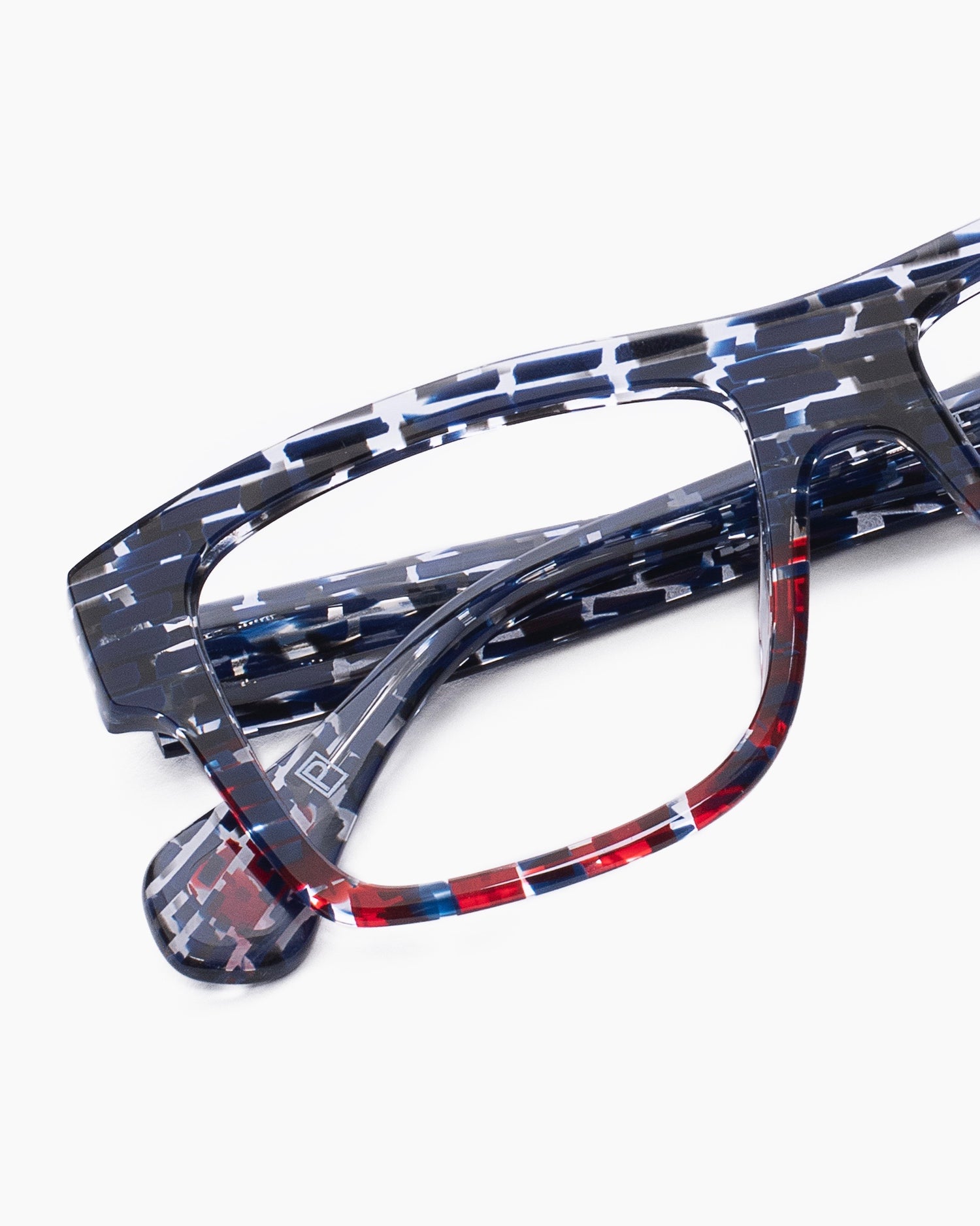 blue plastic rectangle eyeglasses by Theo model Mille+43, front view, lunettes de vue rectangle couleur Bleu