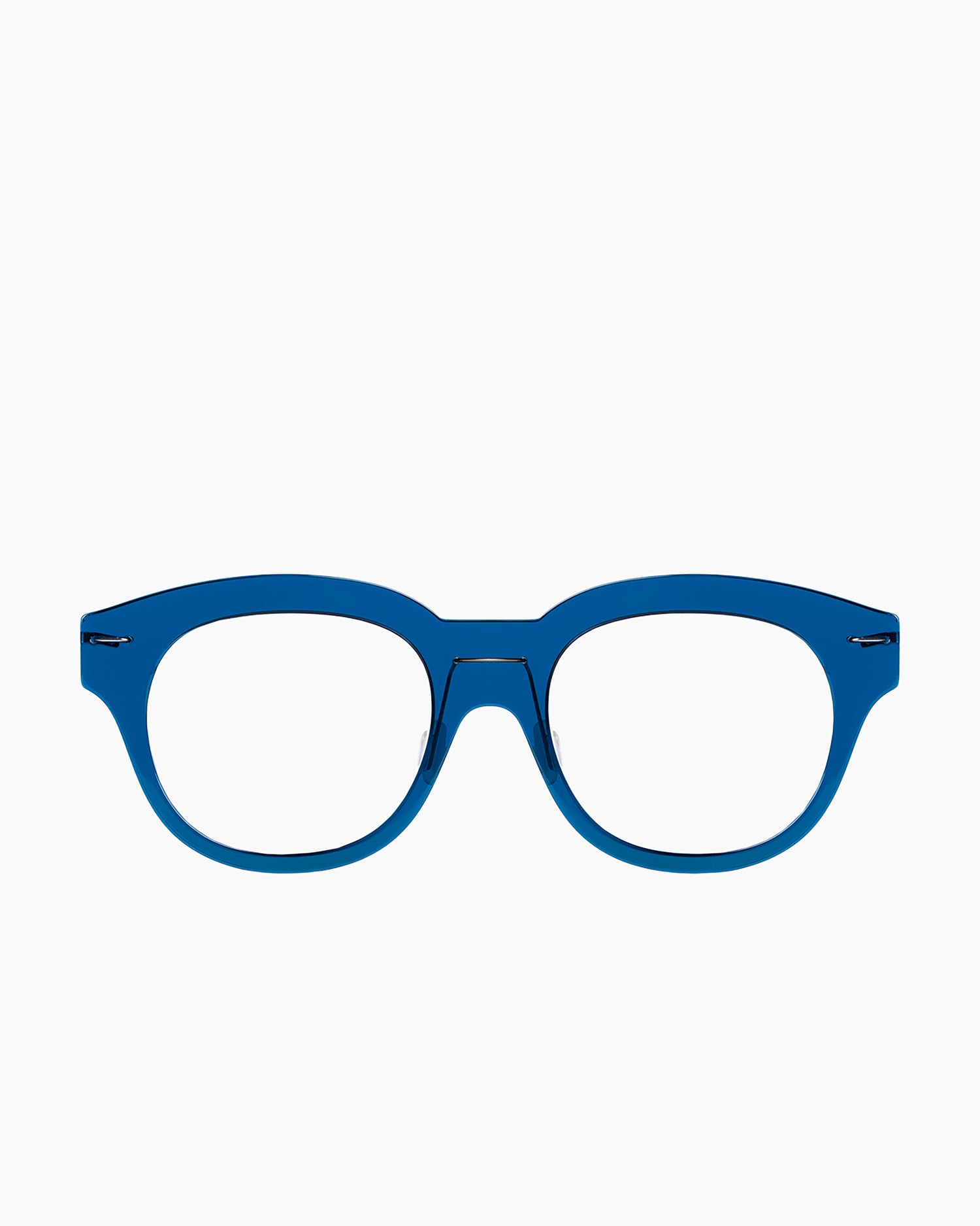 blue plastic oval eyeglasses by Monogram Marie-Sophie Dion model Belanger, front view, lunettes de vue ovale couleur Bleu