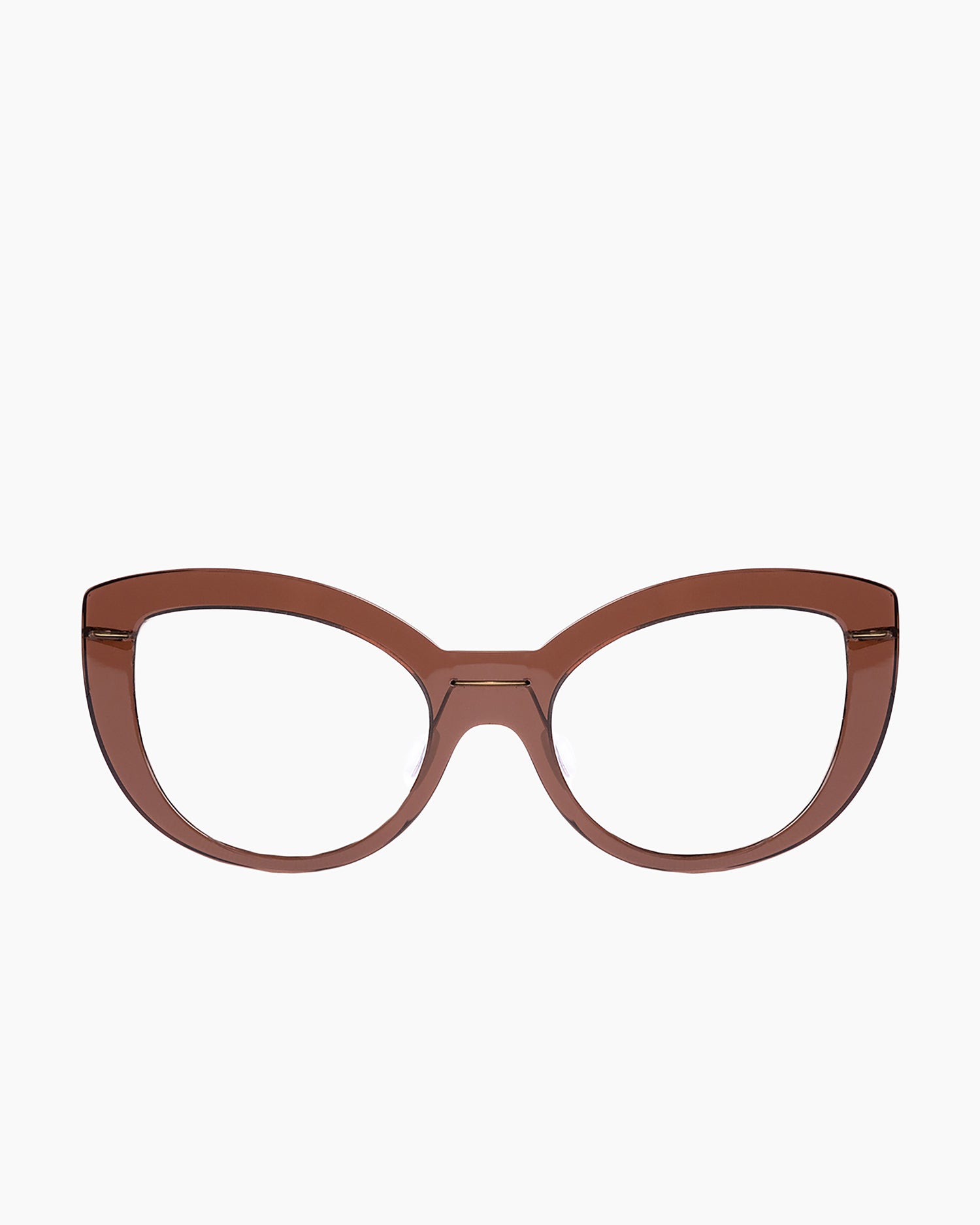brown plastic cat eyeglasses by Monogram Marie-Sophie Dion model Abid, front view, lunettes de vue chat couleur Brun
