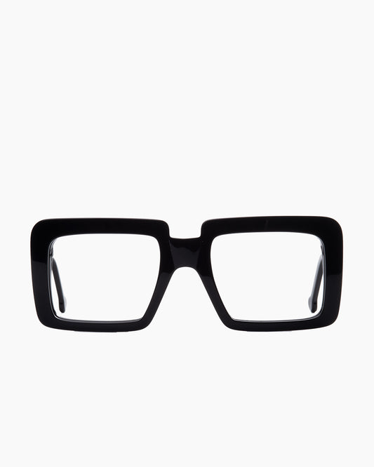 black plastic rectangle  by Marie-Sophie Dion model Anto, front view, lunettes de vue rectangle couleur Noir