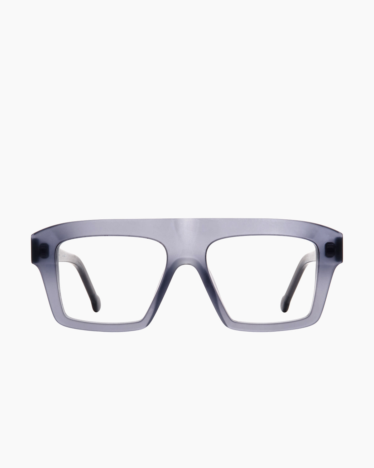 grey plastic rectangle eyeglasses by Marie-Sophie Dion model Buxwood, front view, lunettes de vue rectangle couleur gris