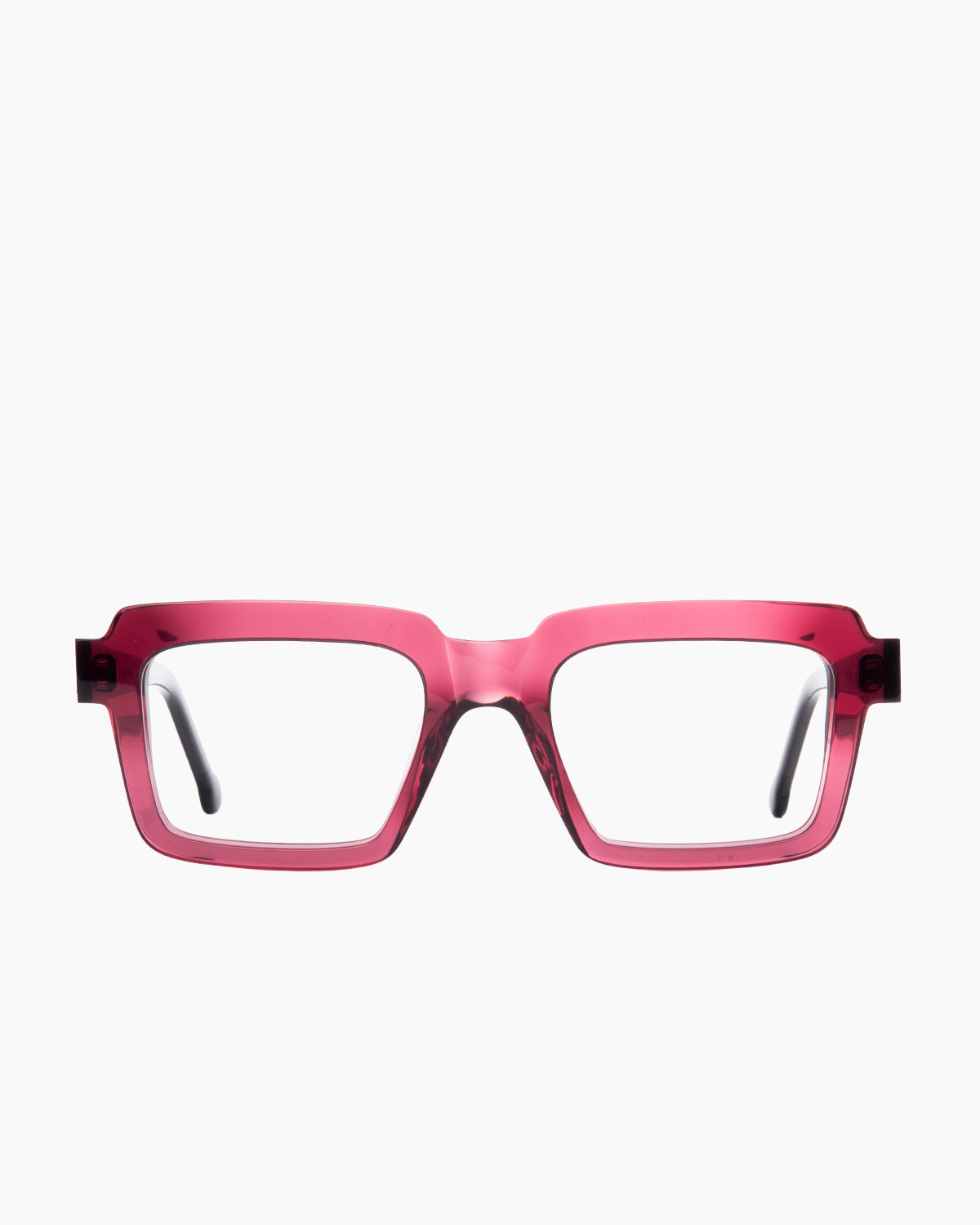 purple plastic rectangle eyeglasses by Marie-Sophie Dion model Flemming, front view, lunettes de vue rectangle couleur violet