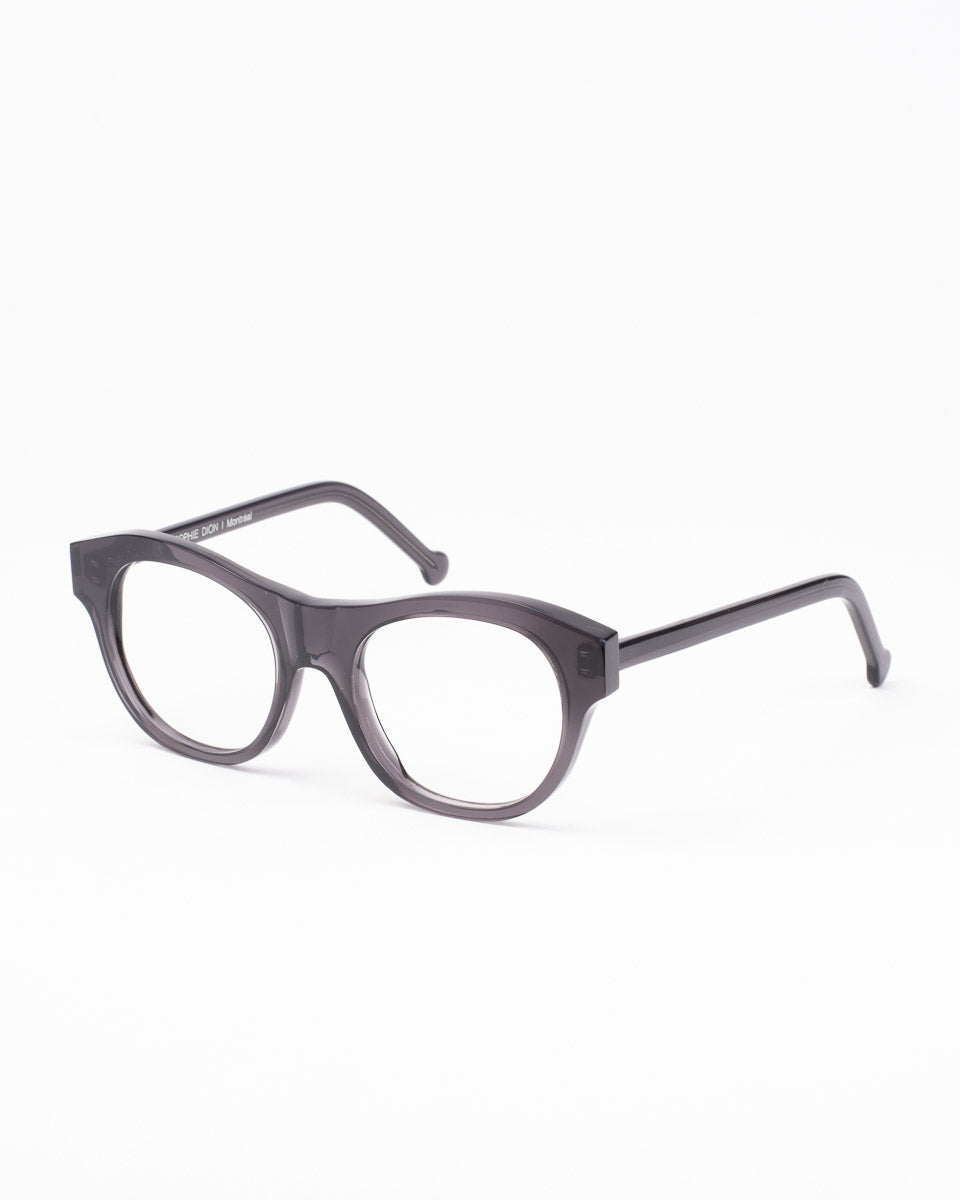 grey plastic oval eyeglasses by Marie-Sophie Dion model Millard, front view, lunettes de vue ovale couleur Gris