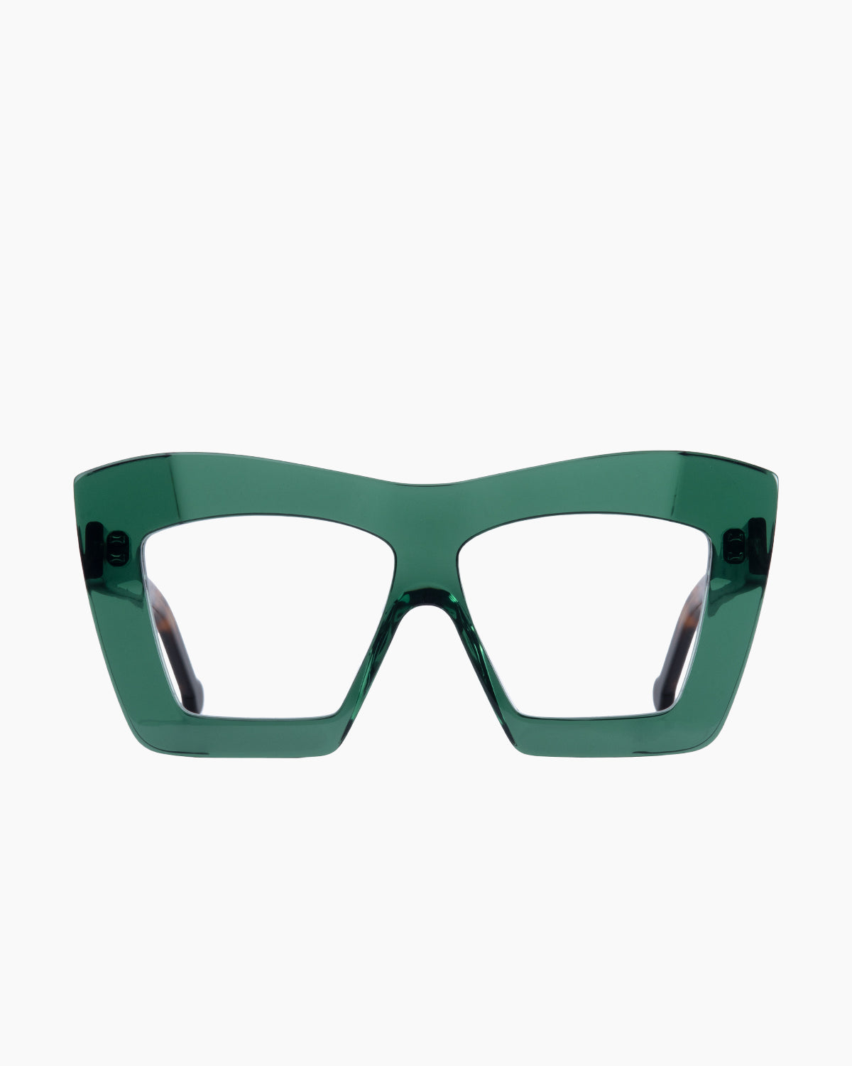 green plastic rectangle eyeglasses by Marie-Sophie Dion model Archer, front view, lunettes de vue rectangle couleur Vert