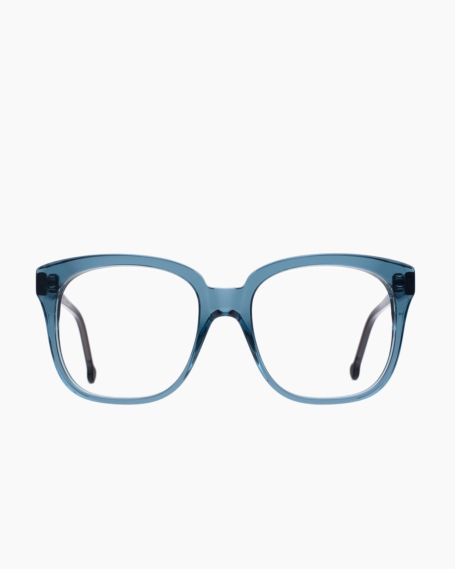 blue plastic rectangle eyeglasses by Marie-Sophie Dion model Vola, front view, lunettes de vue rectangle couleur Bleu