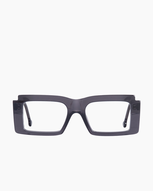 grey plastic rectangle eyeglasses by Marie-Sophie Dion model Léveillé, front view, lunettes de vue rectangle couleur Gris