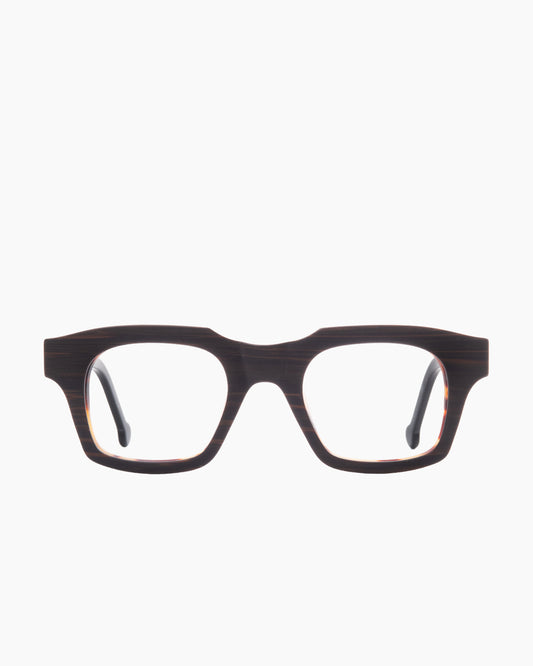 brown plastic rectangle eyeglasses by Marie-Sophie Dion model DiMaria, front view, lunettes de vue rectangle couleur brun