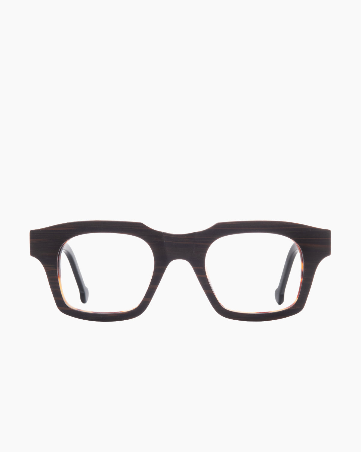 brown plastic rectangle eyeglasses by Marie-Sophie Dion model DiMaria, front view, lunettes de vue rectangle couleur brun