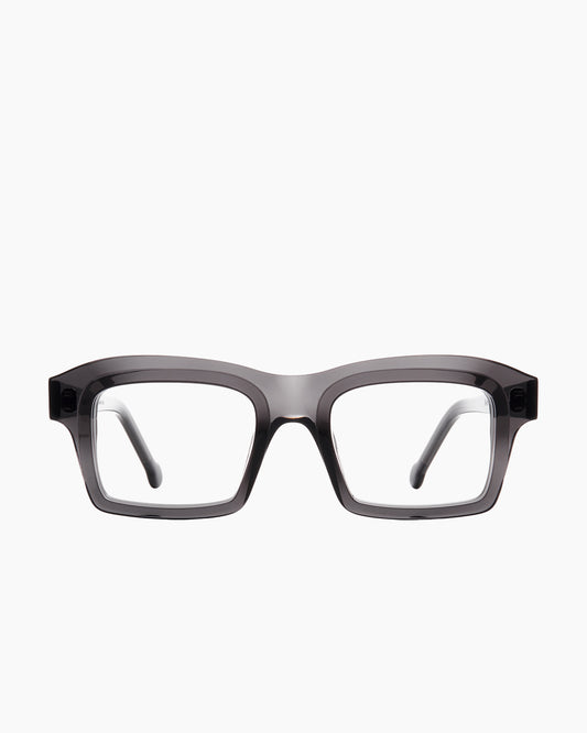 grey plastic rectangle eyeglasses by Marie-Sophie Dion model Brière, front view, lunettes de vue rectangle couleur gris