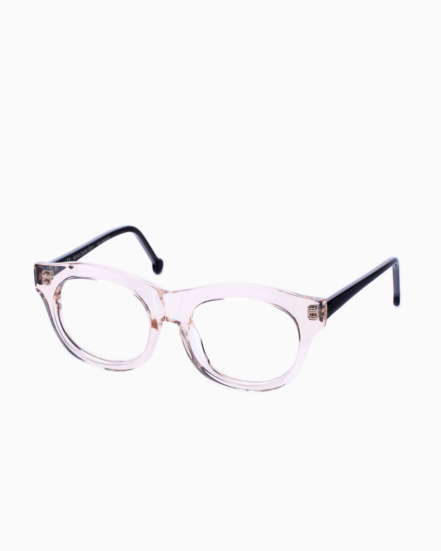 pink, beige plastic oval eyeglasses by Marie-Sophie Dion model Carette, front view, lunettes de vue ovale couleur rose, beige